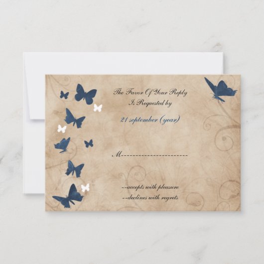 vlinderbruiloft rsvp Standaard 3.5 x 5 Kaartje (Voorkant)