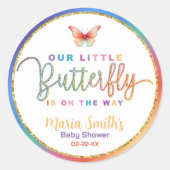 Vlindercadeaufeestje sticker – Watercolor regenboo (Voorkant)