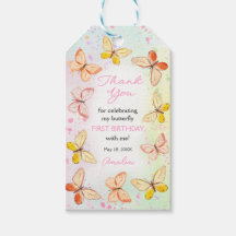 Vlindercadeautags voor 1e verjaardag meisje