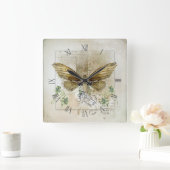  vlindercollage vierkante klok (Huis)