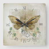  vlindercollage vierkante klok (Voorkant)