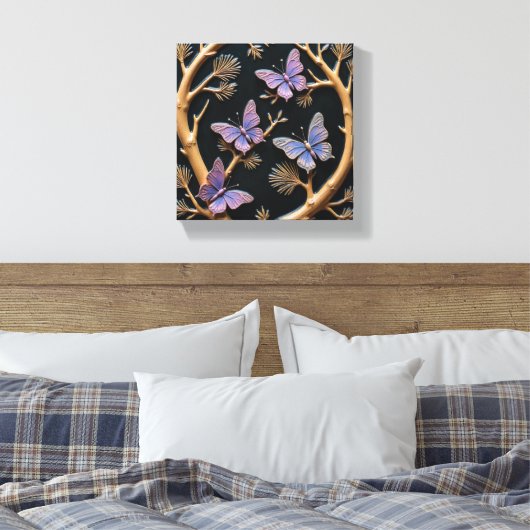 Vlindercotillon Canvas Afdruk (Insitu (Slaapkamer))
