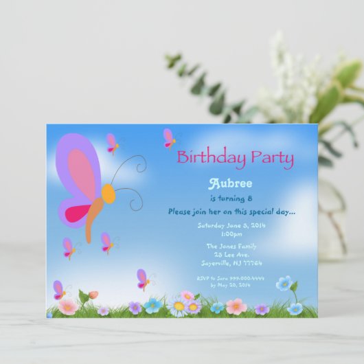  vlinderdag uitnodiging (Staand voorkant)