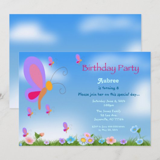  vlinderdag uitnodiging (Voorkant / Achterkant)