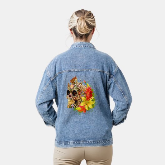 Vlinderdag van de dode suikerschedel denim jacket (Model)