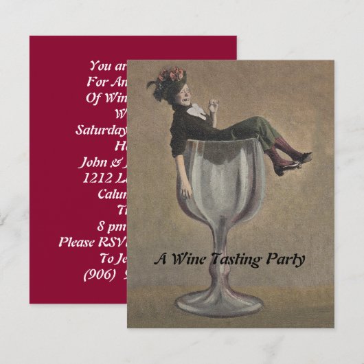 vlinderdame in uitnodigingen van de Wijnpartij (Voorkant / Achterkant)