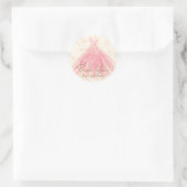 Vlinderdans Pruim Sparkle Bruidsjurk Bruiloft Ronde Sticker (Tas)