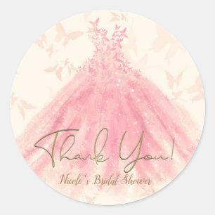 Vlinderdans Pruim Sparkle Bruidsjurk Bruiloft Ronde Sticker