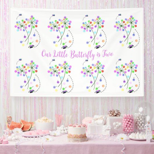 Vlinderdans Verjaardagsbanner Spandoek (Feest)