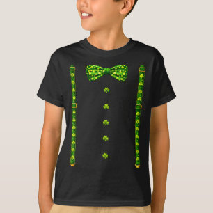 Vlinderdas bretels groene klavertjes vier st patri t-shirt