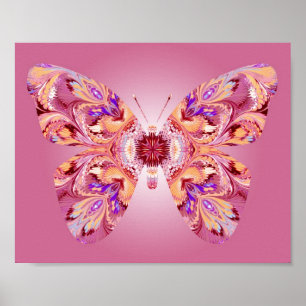 Vlinderdromen afdrukken Roze en Oranje Poster
