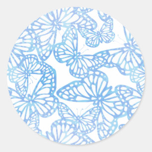 Vlinderdromen (blauw) ronde sticker