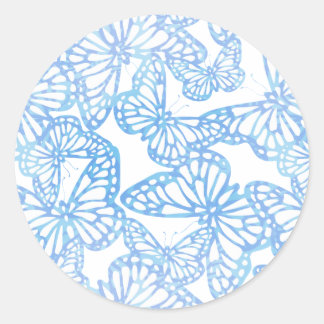 Vlinderdromen (blauw) ronde sticker