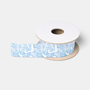 Vlinderdromen (blauw) satijnen lint