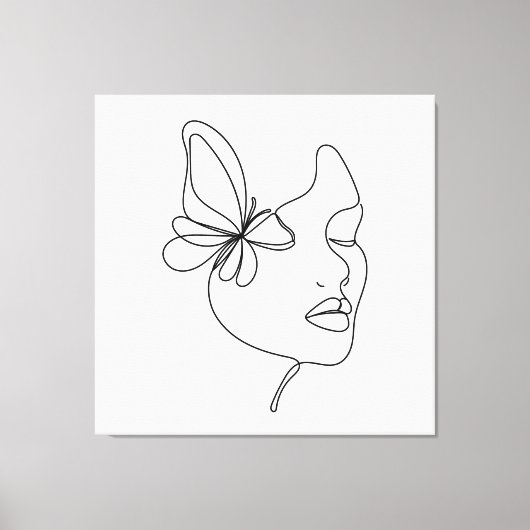 Vlinderdromen – Minimalistische Vrouw & Vlinder Canvas Afdruk (Voorkant)