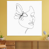 Vlinderdromen – Minimalistische Vrouw & Vlinder Canvas Afdruk (Insitu (Woonkamer))