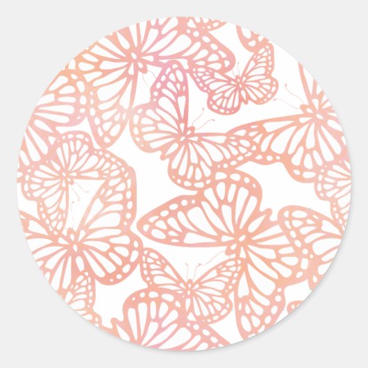 Vlinderdromen (Peach) Ronde Sticker (Voorkant)