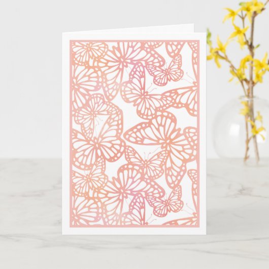 Vlinderdromen (perzik) Blank Kaart (Gele Bloem)