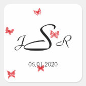 Vlinderdromen: Rode Monogram Sticker (Voorkant)