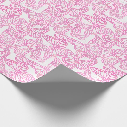 Vlinderdromen (roze) cadeaupapier (Hoek)