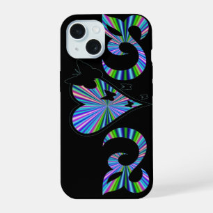 Vlinderen Hart en Lelie Regenboogkunst iPhone 15 Hoesje