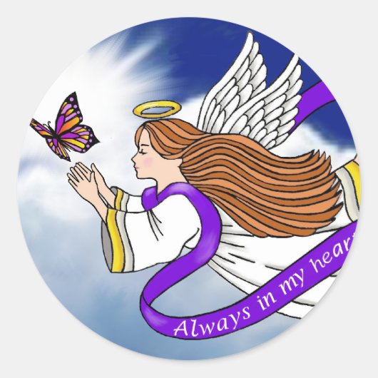 vlinderengel ronde sticker (Voorkant)