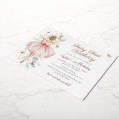 Vlinderfee Eerste 1e verjaardag Folie Uitnodiging (Gedraaid)