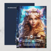 Vlinderfee prinses bruin haar meisjes fantasie kaart (Voorkant / Achterkant)