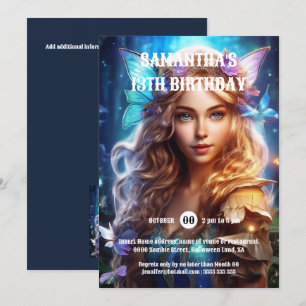 Vlinderfee prinses bruin haar meisjes fantasie kaart