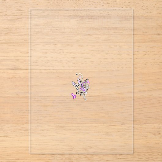 Vlinderfee Tattoo Vector –  bloemkunst Acryl Uitnodigingen (Voorkant)