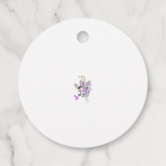 Vlinderfee Tattoo Vector – bloemkunst Bedankjes Labels (Achterkant)