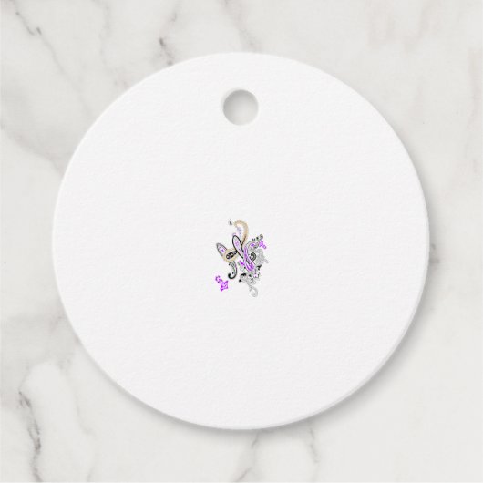 Vlinderfee Tattoo Vector –  bloemkunst Bedankjes Labels (Voorkant)