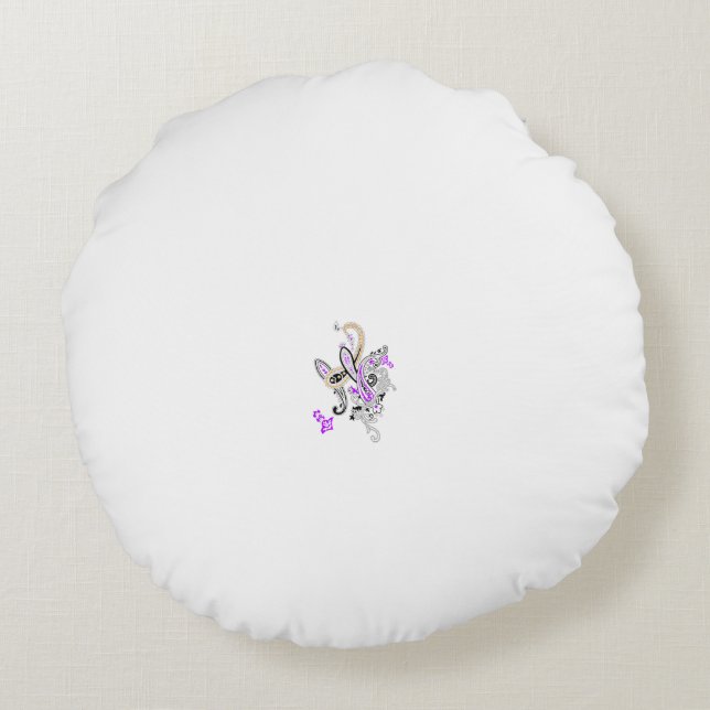 Vlinderfee Tattoo Vector –  bloemkunst Rond Kussen (Achterkant)