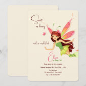 Vlinderfee verjaardagsfeestje uitnodigingen (Voorkant / Achterkant)