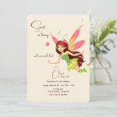 Vlinderfee verjaardagsfeestje uitnodigingen (Staand voorkant)