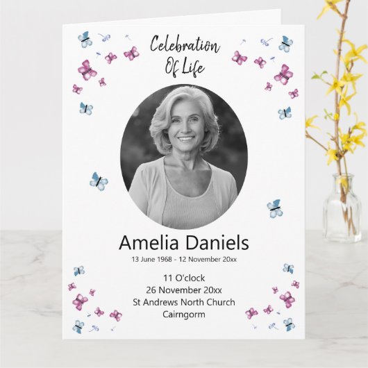 Vlinderfeest van het leven kaart (Gele Bloem)