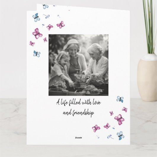 Vlinderfeest van het leven kaart (Achterkant)