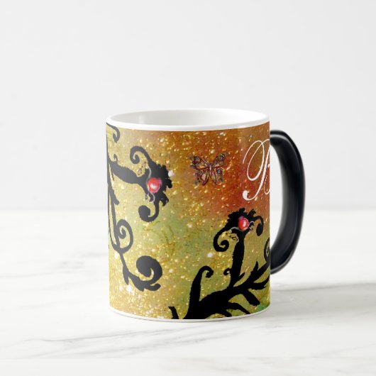 VLINDERGELE SCHITTERINGEN, ZWART BLOEMMONOGRAM, MAGISCHE MOK (Voorkant rechts)