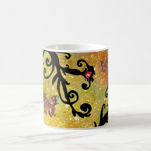 VLINDERGELE SCHITTERINGEN, ZWART BLOEMMONOGRAM, MAGISCHE MOK (Center)