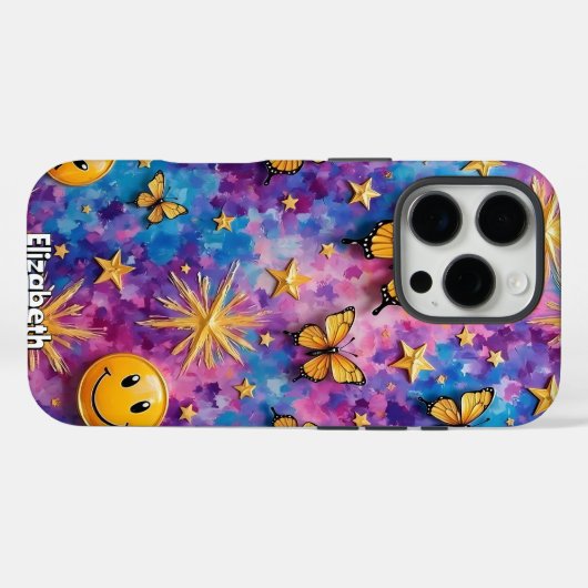 Vlindergelukzaligheid: Smiley Starburst Case-Mate iPhone Case (Achterkant (horizontaal))
