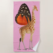 Vlindergevleugelde giraffe (ROZE BKGRD) Strandlaken (Voorkant)