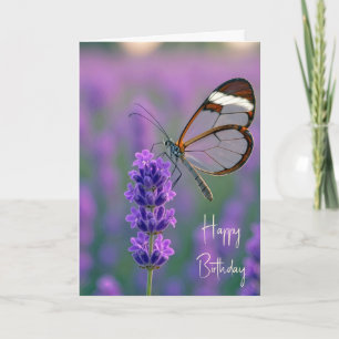 Vlinderglasvleugelvlinder op lavendel kaart