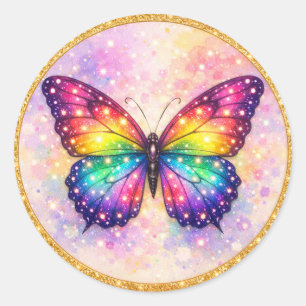 Vlinderglitter Regenboog Vetgedrukt Ronde Sticker