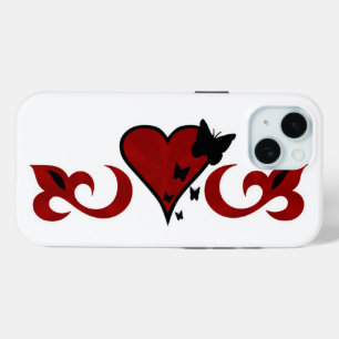 Vlinderhart en lelie Regenboogkunst iPhone 15 Case
