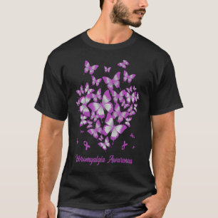 Vlinderhart Paarse lint fibromyalgie Awarene T-shirt