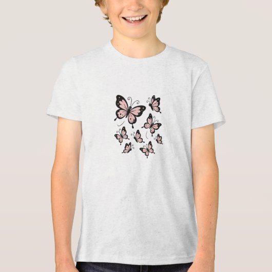 Vlinderhemd voor Meisjes Tri-Blend Shirt (Voorkant)