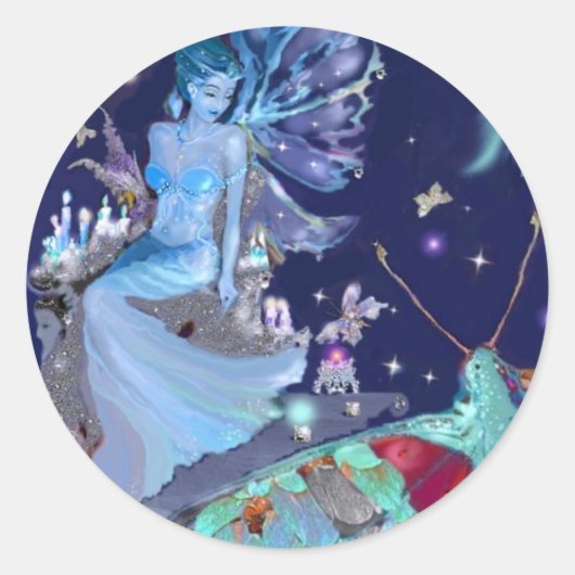 Vlinderhemel, grote sticker. ronde sticker (Voorkant)