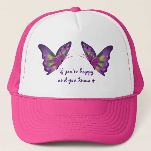 Vlinderhoed - Gelukkige Hoed Trucker Pet (Voorkant)