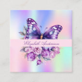 Vlinderholografische paarse QR-code sociale media Vierkante Visitekaartje (Voorkant)