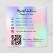 Vlinderholografische paarse QR-code sociale media Vierkante Visitekaartje (Achterkant)
